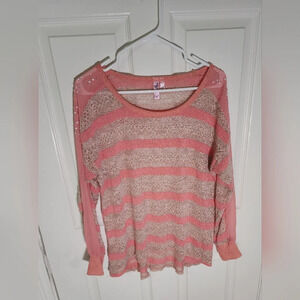 Dolled Up by FANG Womens Knit Sheer Bedazzled Top